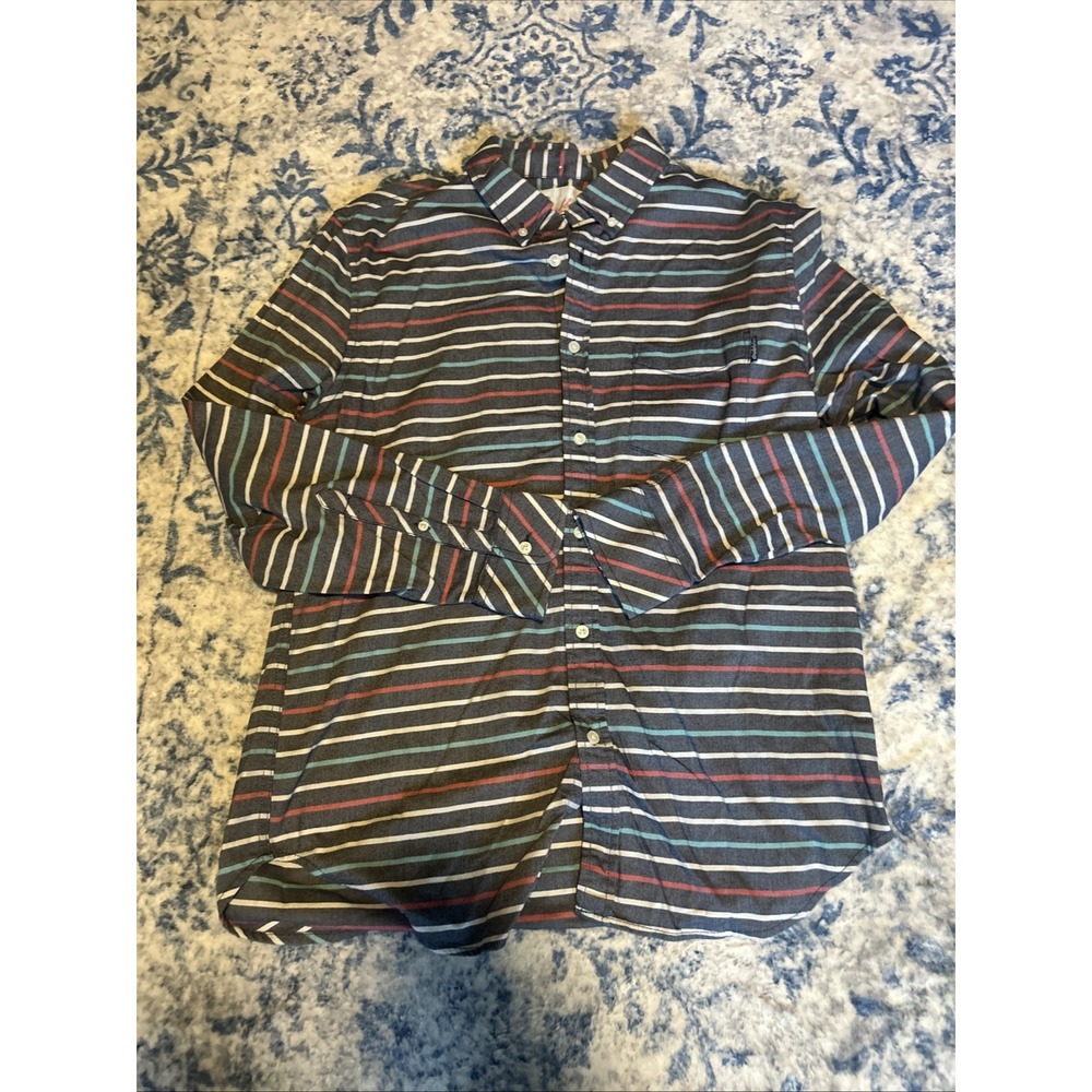 Chubbies The Weekend Has Arrived Mens Striped Short Sleeve Button Down Shirt L